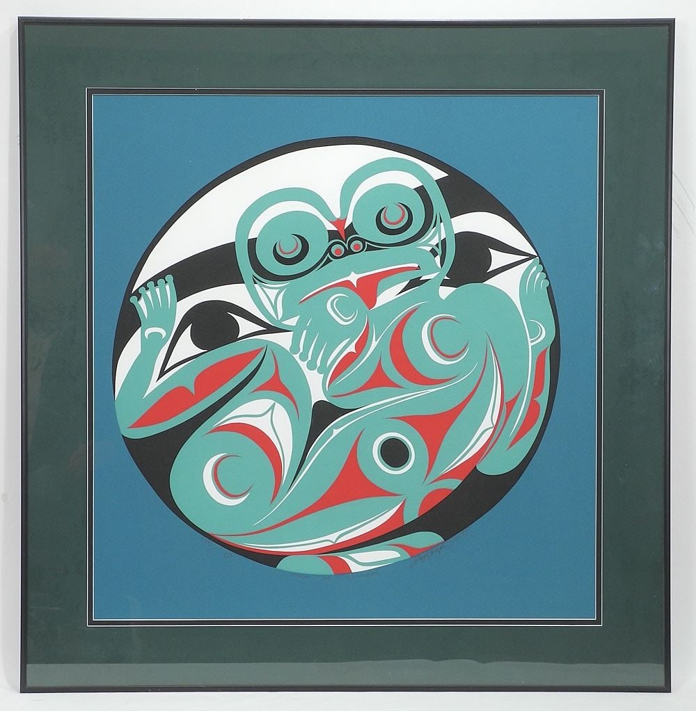 Salish Serigraph signed Floyd Joseph Tyee '93, 24 1/4 x 23 1/4", "Moon of Change" #179/180. (1 of 4)