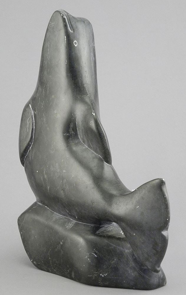 Inuit Stone Carving signed Isa Arnamisak 2005, 8 1/8"h, "Beluga". (1 of 4)