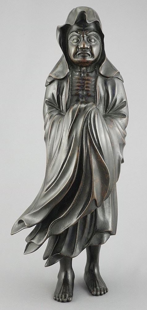 Japanese Meiji Bronze Figure of Daruma, signed, 14 1/8"h, 3008g. (1 of 7)