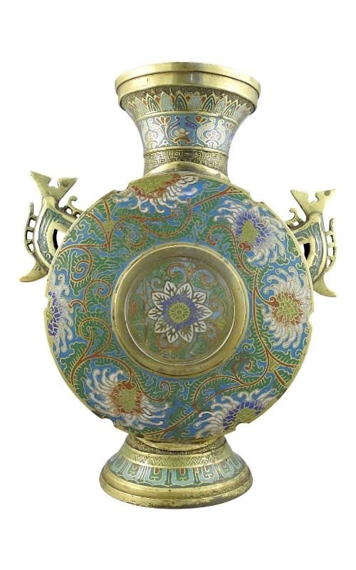 Champleve Enamel Colored Moon Flask, 15"h. (1 of 3)