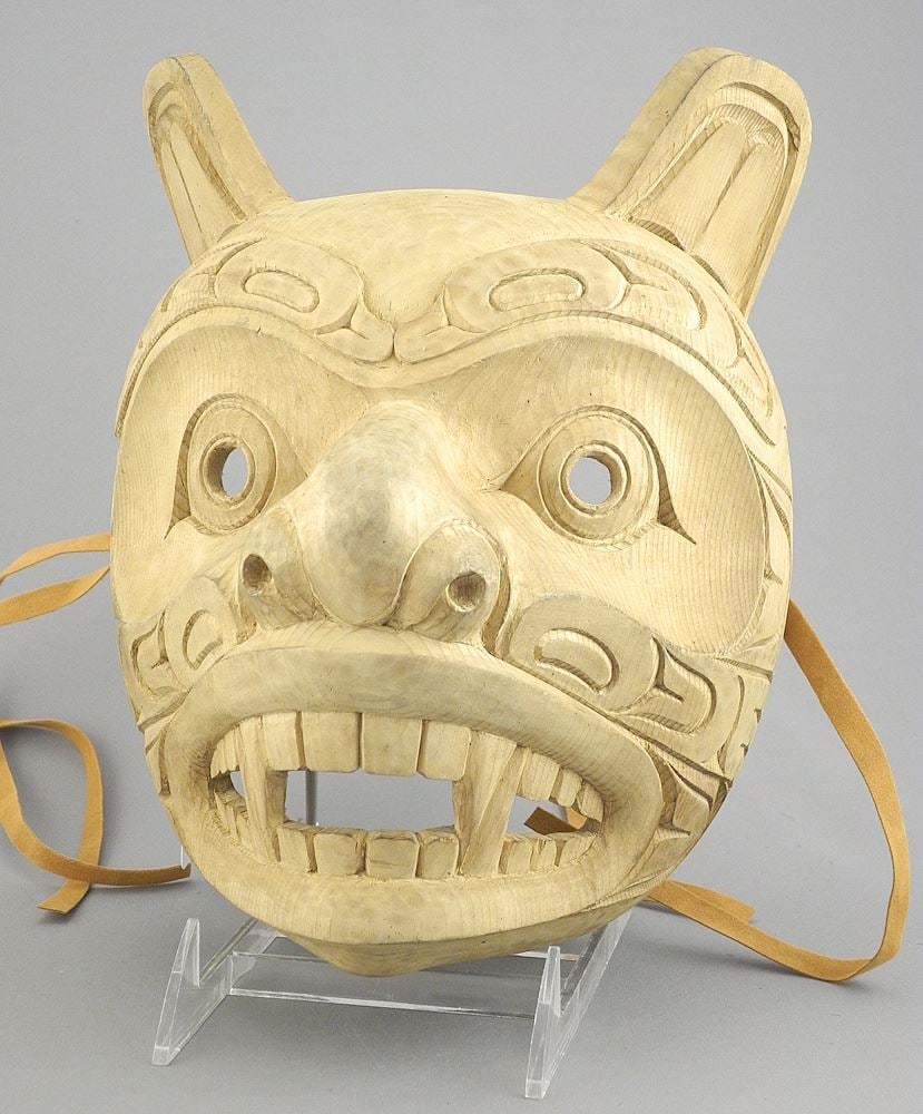 Northwest Coast Style "Bear" Mask. 10" H. x 7 3/8" W. x 6" D. (1 of 3)