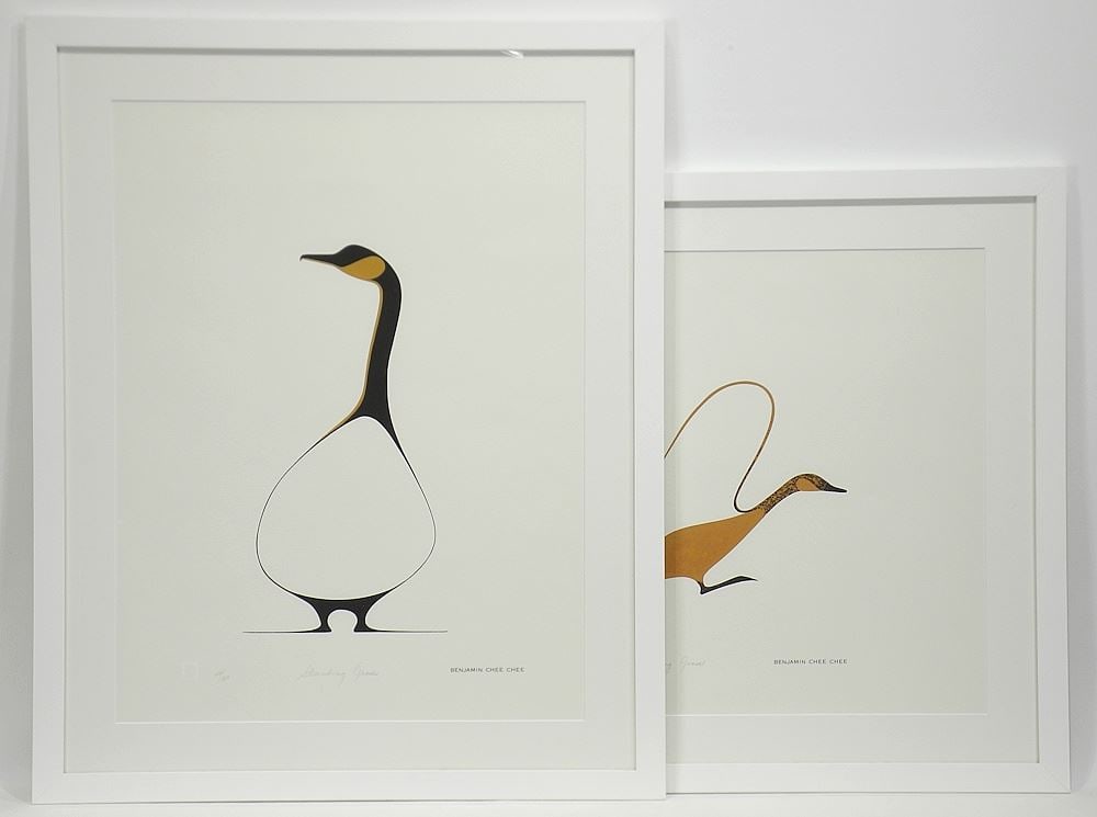 Two Serigraphs After Benjamin Chee Chee, 19 x 25", "Standing Goose" & "Running Goose". (1 of 7)