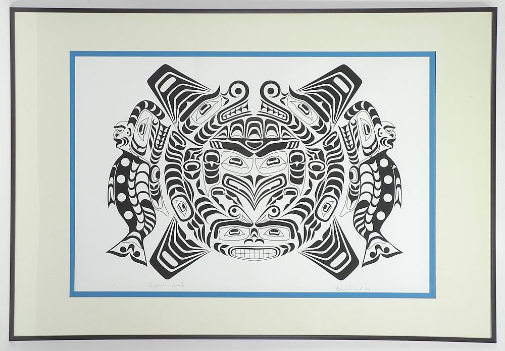 Kwagiulth Serigraph signed Beau Dick, 18 3/4 x 28 1/4", "Sisiutl" #1/1 (P/P).: Kwagiulth Serigraph signed Beau Dick, 18 3/4 x 28 1/4", "Sisiutl" #1/1 (P/P).