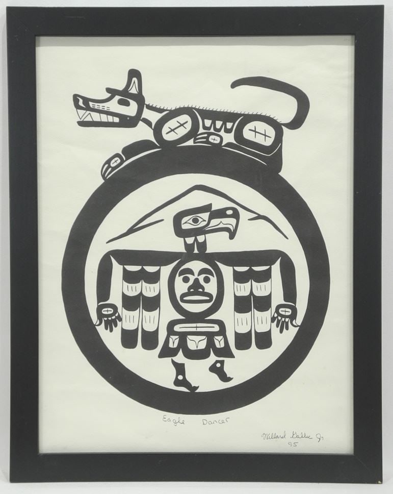 Serigraph signed Willard Gallic Jr 95', 17 1/2 x 13 1/4", "Eagle Dancer". (1 of 3)