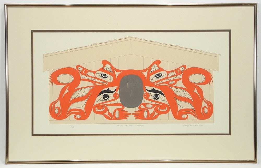 Serigraph signed Art Thompson, 12 1/8 x 23 1/2", "The House Of Wolves" #34/150. (1 of 4)