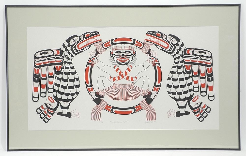 Kwagiulth Serigraph signed Richard Hunt /89, 15 x 27 3/4", "Hamatsa Dance Screen" #141/150. (1 of 4)