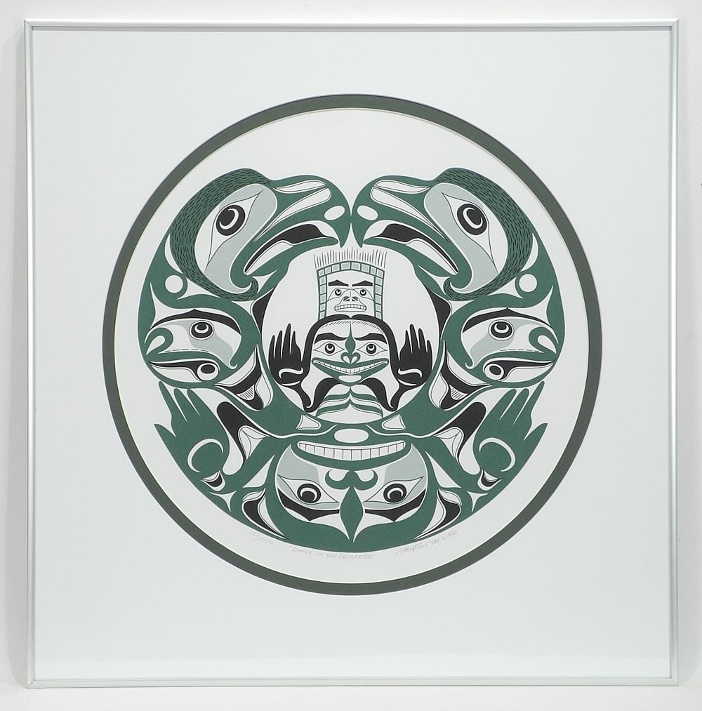 Nuu-Chah-Nulth Serigraph signed A. (Art) Thompson 1990, 17 1/2" Diam , "Dance of the Princess" (1 of 3)