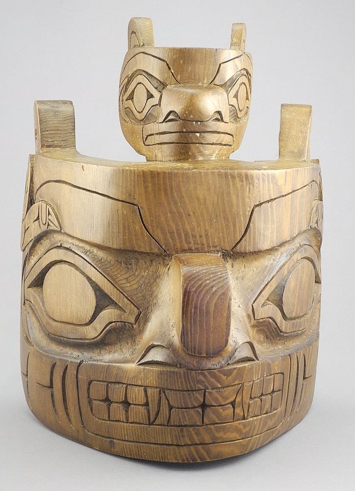 Northwest Coast "Bear & Cub" Mask signed Alan Oct/09, 11 1/2"h. (1 of 4)