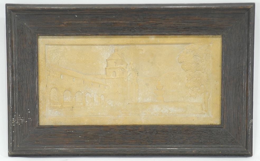 Relief Tile "Santa Barbara" (6 x 12) , Framed, Possibly California Art Tile Co. (1 of 3)