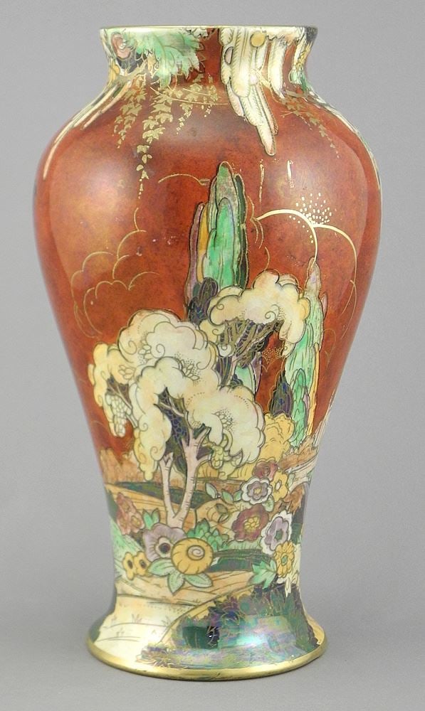 Royal Winton Fairyland Lustre-Style Baluster Vase, 9 3/8"h.: Royal Winton Fairyland Lustre-Style Baluster Vase, 9 3/8"h.