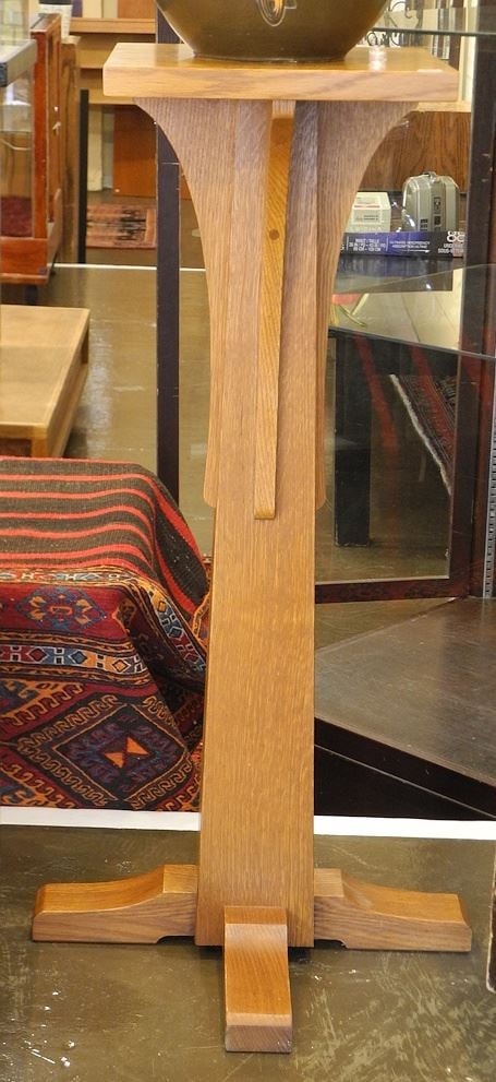 Stickley Mission Style Oak Torchiere dated August/07/2007, #35, 36" High.: Stickley Mission Style Oak Torchiere dated August/07/2007, #35, 36" High.