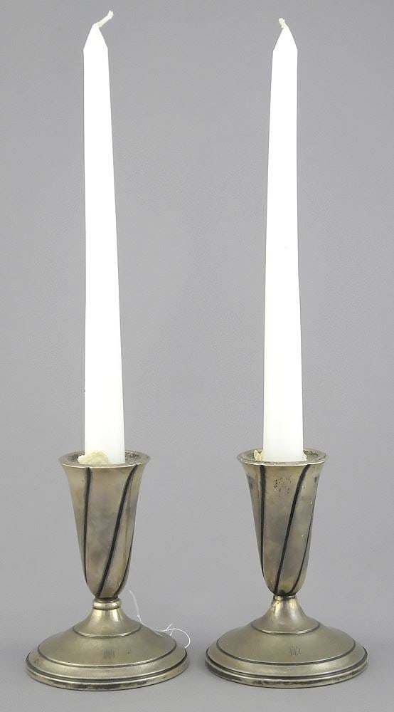 Pair of EI-Sil-Co Sterling Silver Weighted Candlesticks, 4 3/8"h, TW 600g. (1 of 5)