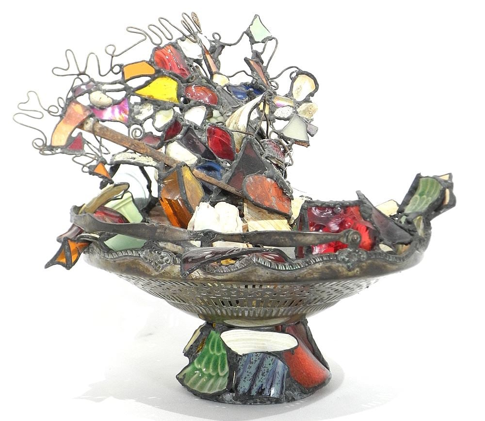 Beach Art Sculpture by Donna Mahan, 13 3/4"h, "Everything Found on The Beach". (1 of 4)