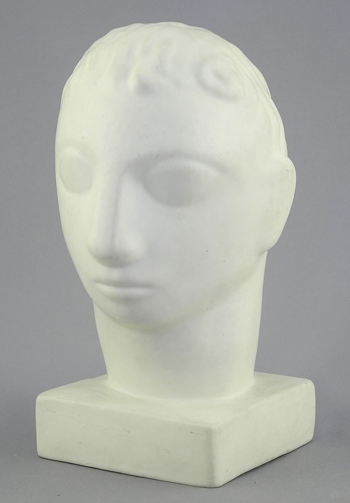 Porcelain Sculpture by Elford Bradley Cox, 7 1/4"h, "Male Bust".: Porcelain Sculpture by Elford Bradley Cox, 7 1/4"h, "Male Bust".