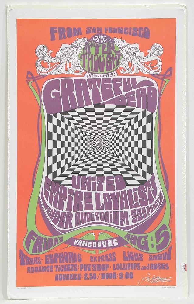 Bob Massee Reprint Poster: Grateful Dead / Vancouver / C.1966, 24 x 14 1/2".: Bob Massee Reprint Poster: Grateful Dead / Vancouver / C.1966, 24 x 14 1/2".