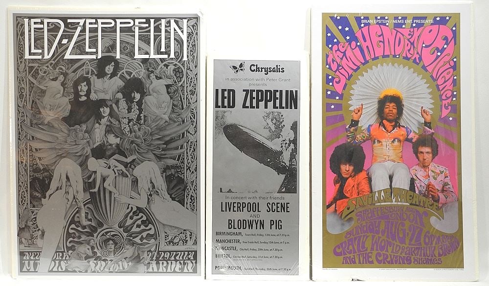 Three Reproduction Concert Posters: Karl Ferris / Two Led Zepplin, Largest 24 x 17 1/4". (1 of 4)