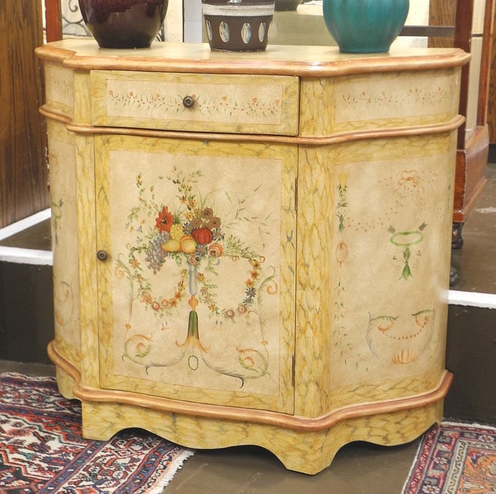 Paint Decorated Side Cabinet, 33"h. (1 of 2)