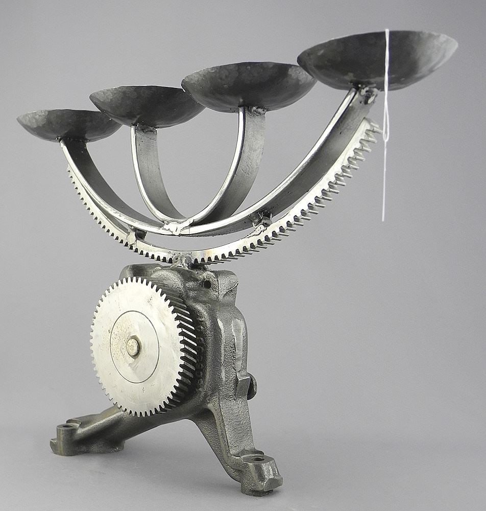 Steampunk Candelabra, 11 1/2 x 15 3/4 x 4 1/2".: Steampunk Candelabra, 11 1/2 x 15 3/4 x 4 1/2".