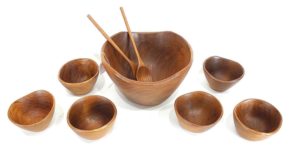 Danish Modern Style Teak Salad Bowl Set, Largest 7 3/8"h. (1 of 4)