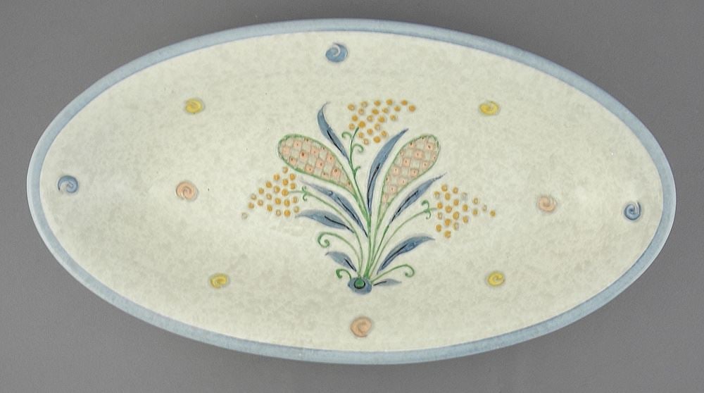 Bursley Ware Charlotte Rhead Oval Bowl, 12"L.: Bursley Ware Charlotte Rhead Oval Bowl, 12"L.