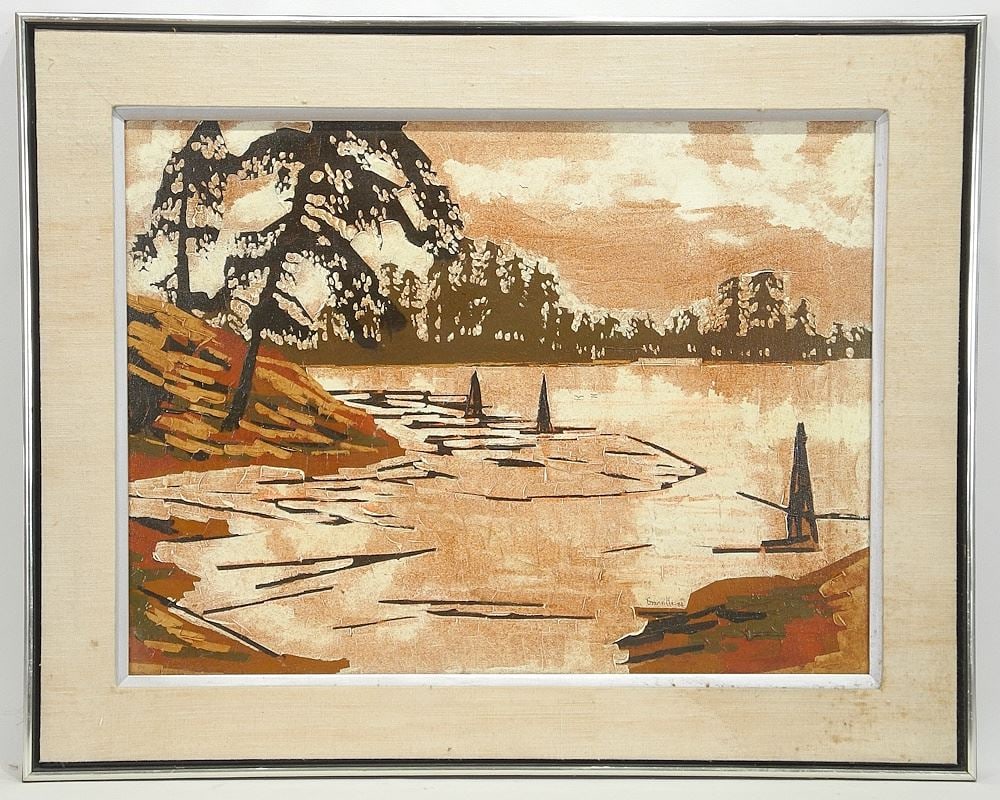 Oil on Canvas signed Granville'80, 18 x 24", "Ins and Outs".: Oil on Canvas signed Granville'80, 18 x 24", "Ins and Outs".