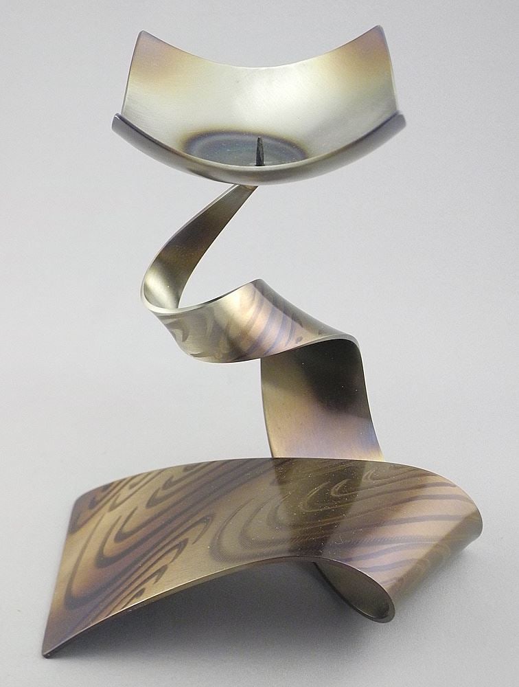 Ferart Artisan Quebec Brutalist Metal Work Candelabra, 8 1/2"h.: Ferart Artisan Quebec Brutalist Metal Work Candelabra, 8 1/2"h.