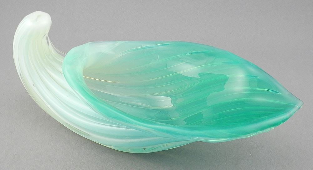 Archimede Seguso Cornucopia Alabastro Glass Dish, 10 3/4"L. (1 of 4)