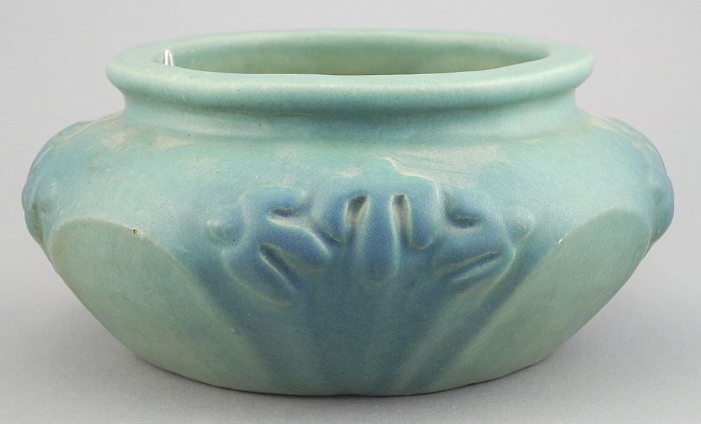 American Art Pottery Molded Low Bowl, 7 1/2" Diameter, Monogrammed G (1 of 4)