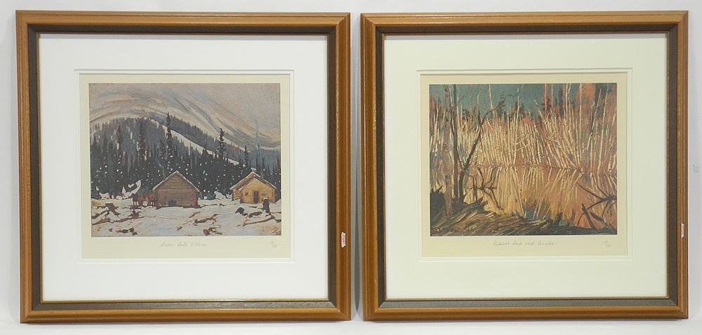 Two LEP After J.E.H. MacDonald, 10 1/8 x 11 3/8", "Beaver Dam" & "Snow Lake Ohara". (1 of 5)