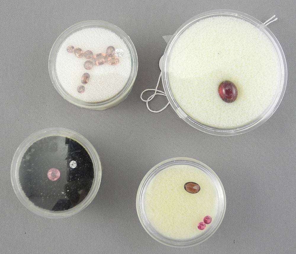 Four Containers of Gemstones: Star Ruby, Pink Topaz, Pink Tourmaline etc. (1 of 1)
