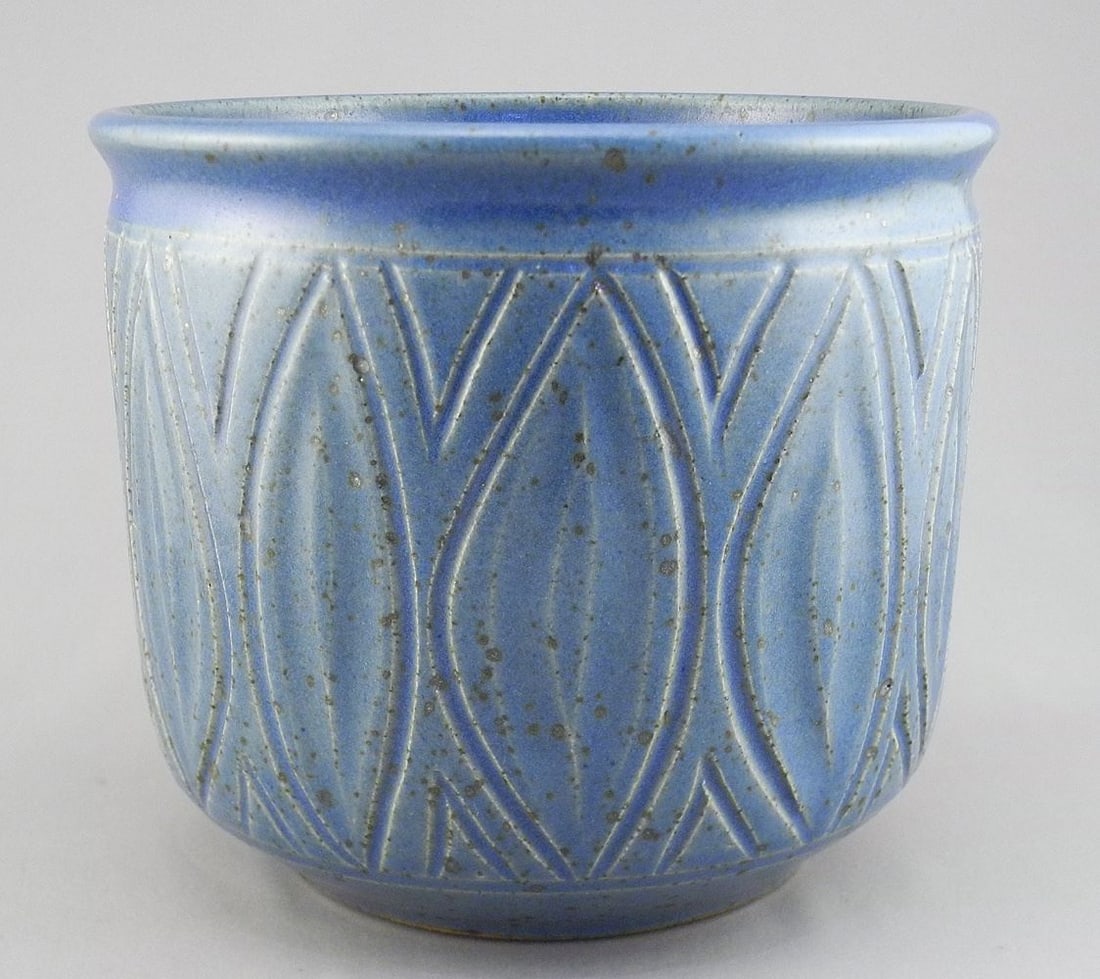 Stoneware Jardiniere Monogrammed HR (Hansen-Ross)'86, 6 1/2"h.: Stoneware Jardiniere Monogrammed HR (Hansen-Ross)'86, 6 1/2"h.