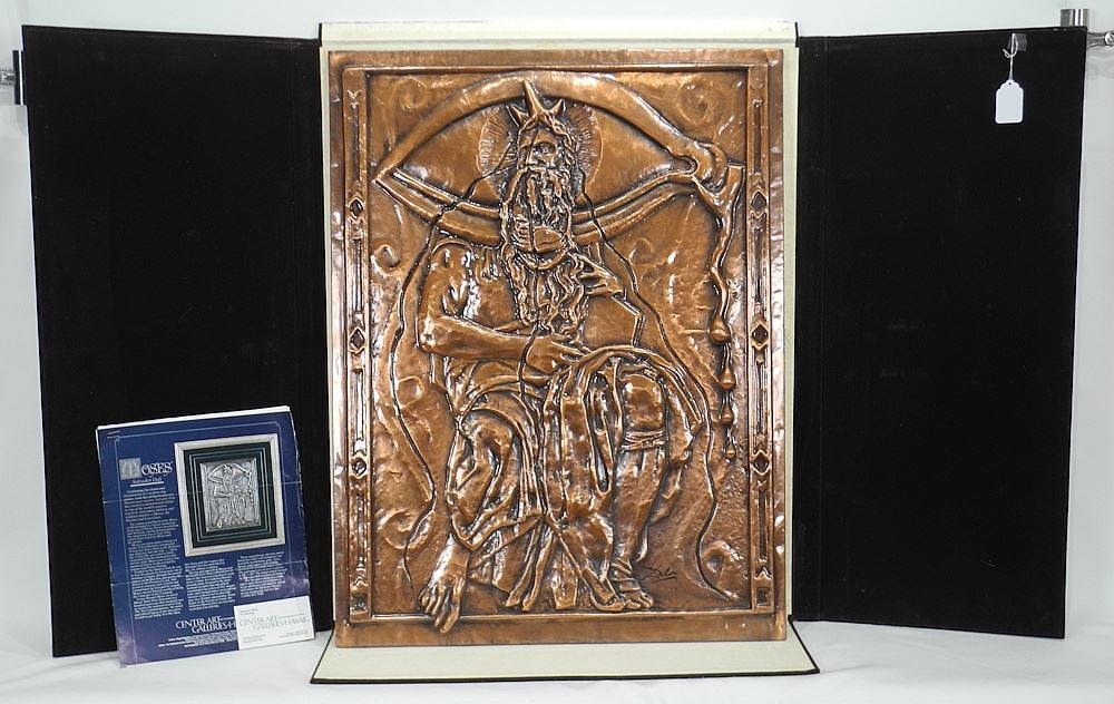 Copper Patina Bas-Relief Wall Sculpture signed (Salvador) Dali, 27 1/5 x 21", "Moses And.. (1 of 6)