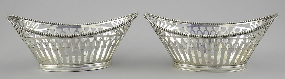 Pair of Dutch Silver (marked) Baskets, 6 1/4"w, 266g. (1 of 3)