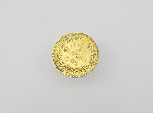 C. 1875 American Indian Head Half Dollar Gold Coin, 12mm Diameter, 0.2g. (1 of 4)