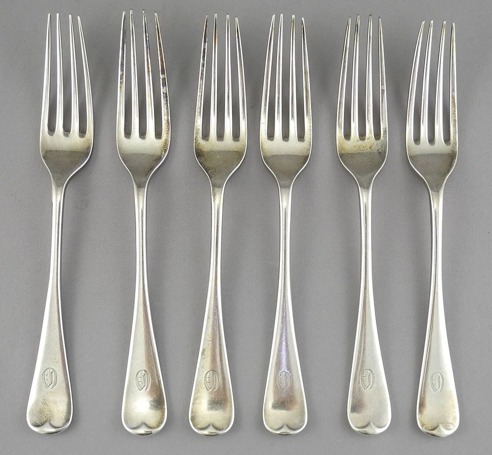 Six Hallmarked Sterling Silver Salad Forks, 6 5/8"L, 295g. (1 of 3)