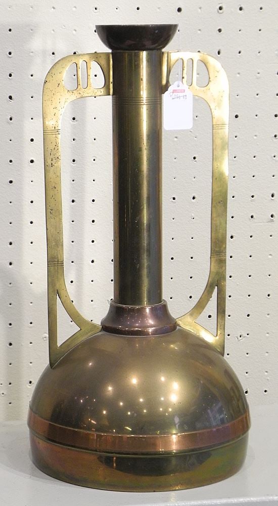 C. Kurz & Co. Tiel Brass & Copper Secessionist Vase, #825, 17 5/8"h. (1 of 3)