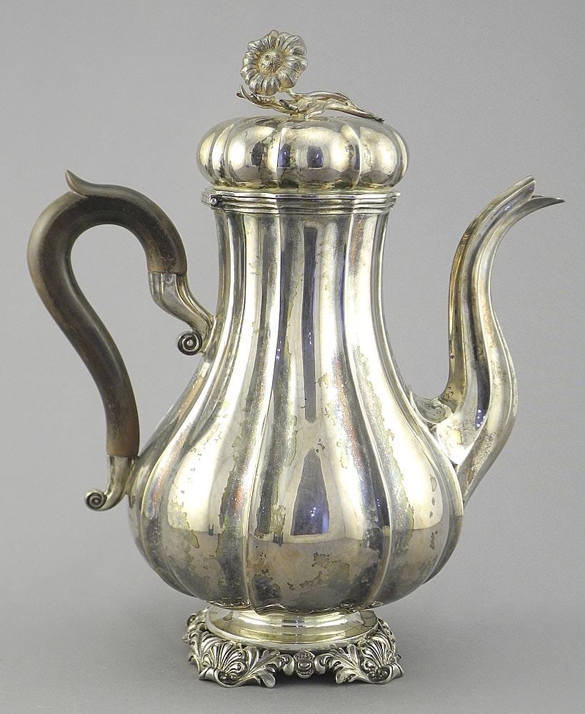 Dutch Silver (marked) Coffee Pot, 9 1/4"h, 845g. (1 of 3)