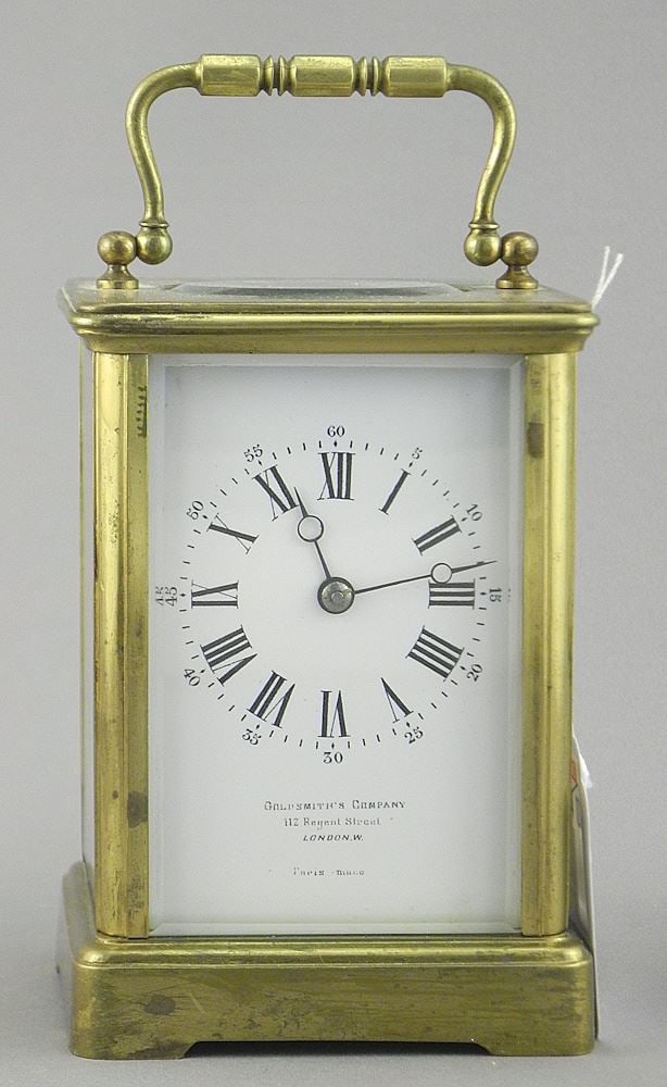 Goldsmith's Company Brass Carriage Clock with Paris 2470 Movement (glazing chipped). (1 of 4)
