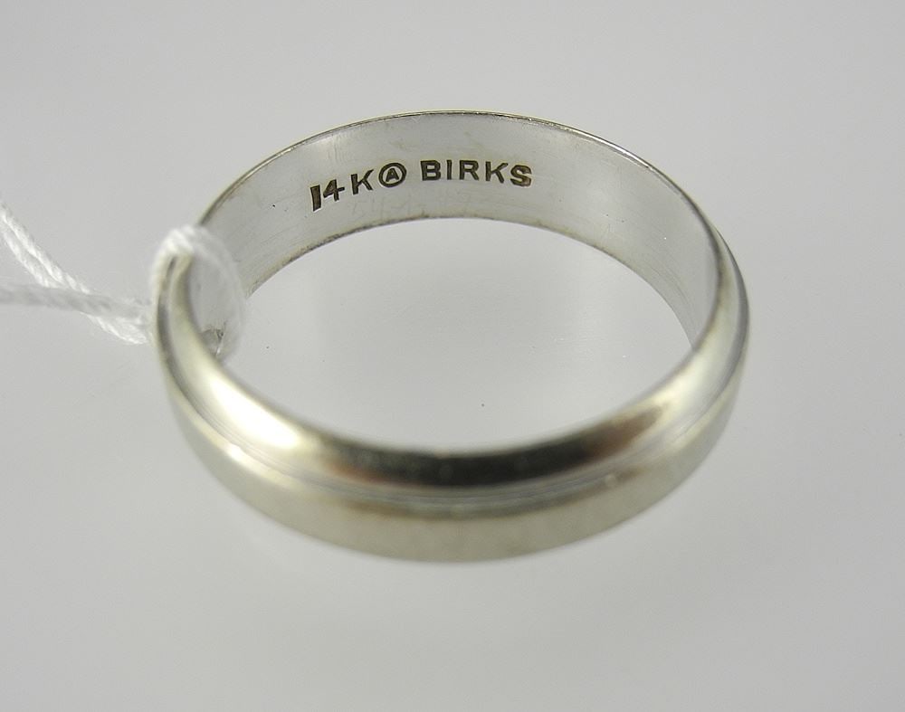 Birks 14K (marked) White Gold Band, Size 8 3/8, 5.0g. (1 of 2)