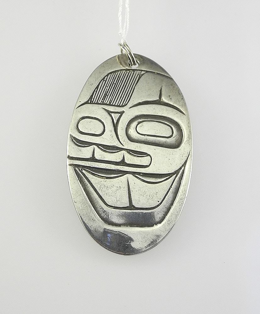 Haida Silver Pendant signed Pat Dixon, 2"h, 13g. (1 of 2)