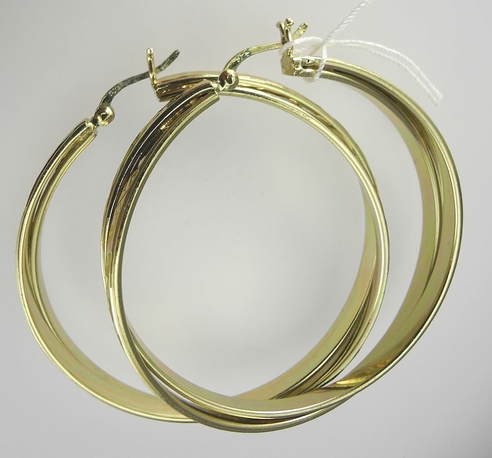 Pair of Gold Plated Sterling Silver (marked 925) Double Hoop Earrings, 2" Diameter, 20.6g. (1 of 2)