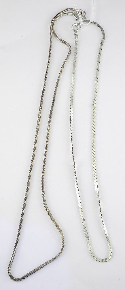 Two Sterling Silver Necklaces: 19 & 15"L, 13.0g. (1 of 2)