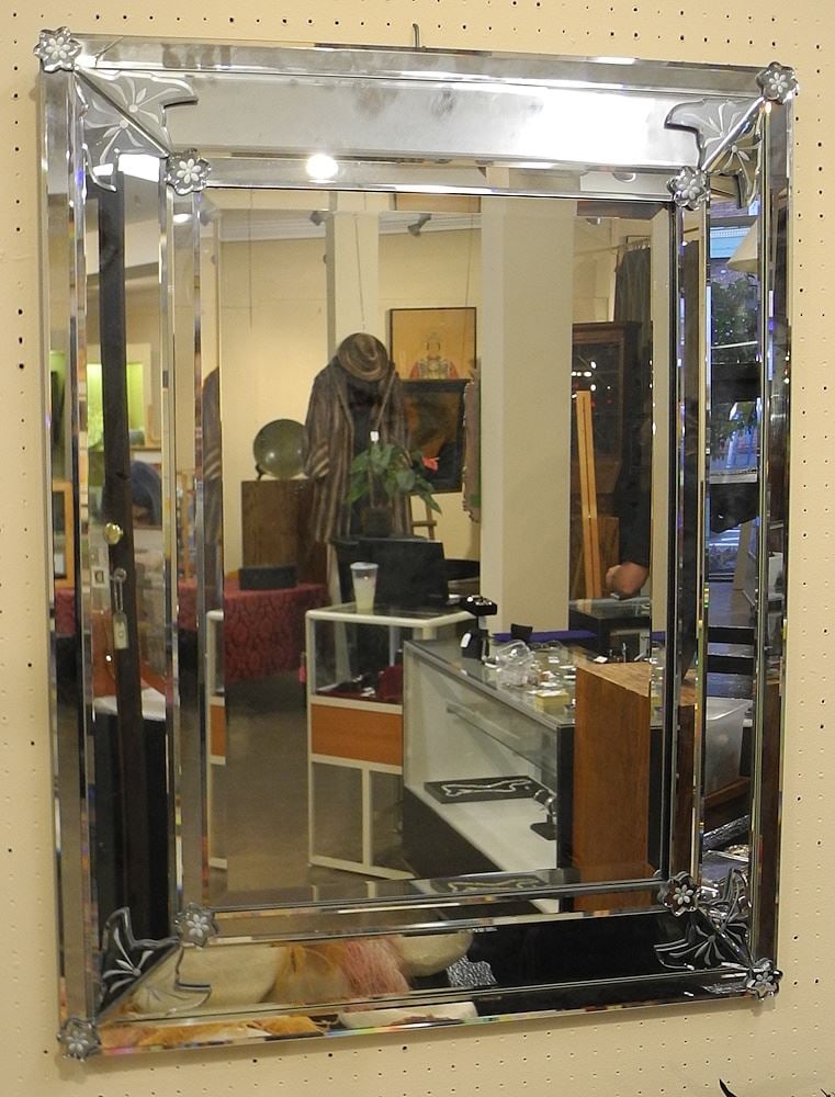 Venetian Style Stepped Mirror, 38 x 29 1/2" (corner chip noted). (1 of 2)