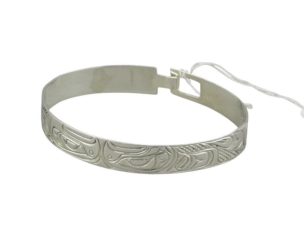 Kwagiulth Silver Cuff Monogrammed AHS (Alfred Seaweed), 2 5/8"w, 12.4g (1 of 3)