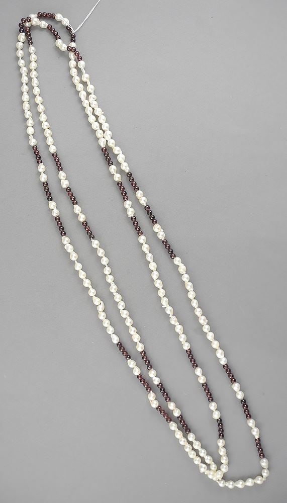 Freshwater Pearl & Amethyst Glass Bead Necklace, 68". (1 of 2)