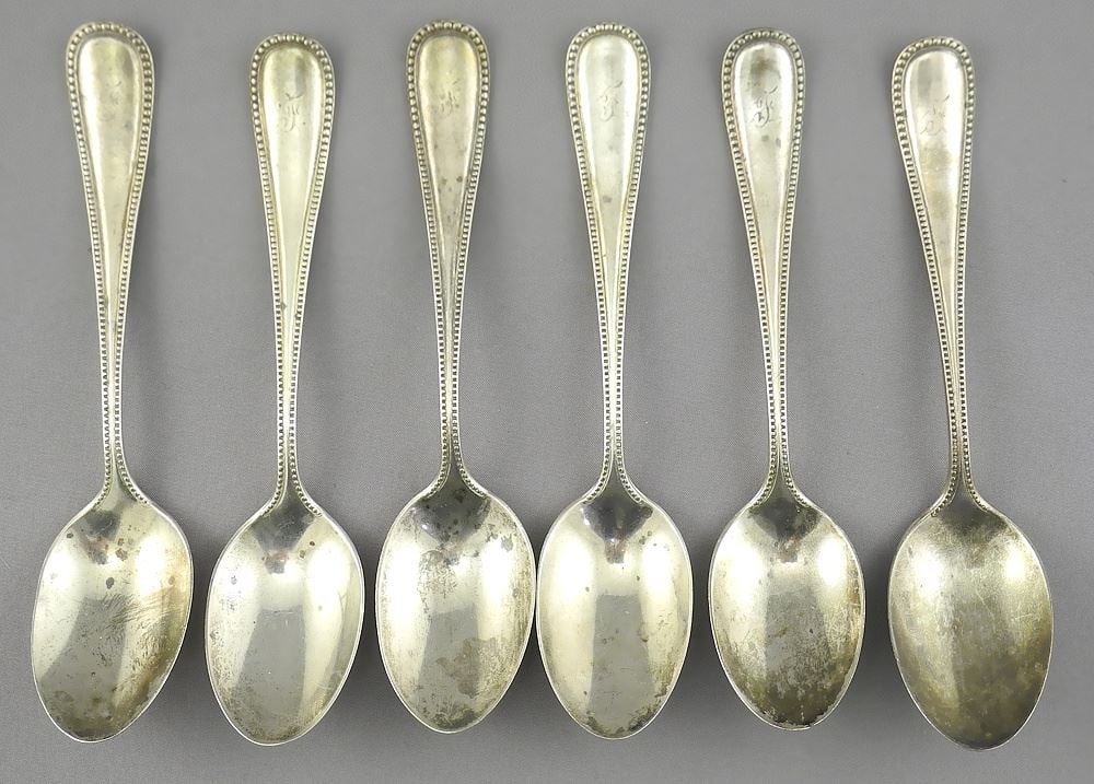 Six Birks Sterling Silver Tea Spoons , 5"L, 120g.: Six Birks Sterling Silver Tea Spoons , 5"L, 120g.
