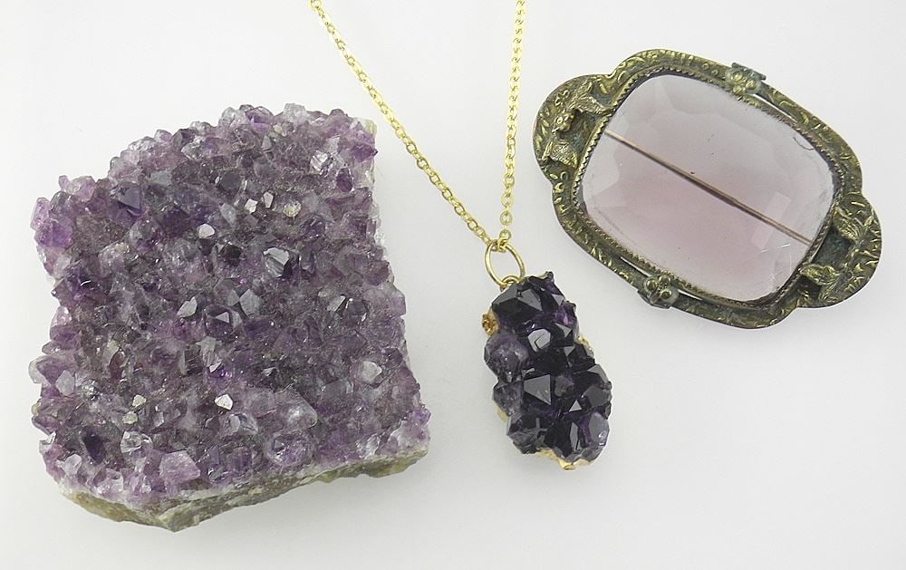 Collection of Amethyst Pendant/ Brooch & Geode, 1-2"h. (1 of 3)