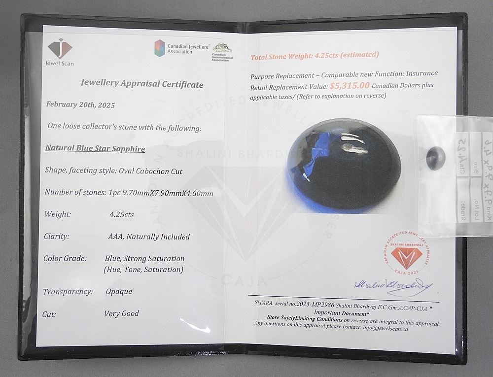 4.25ct Certified Blue Sapphire Gemstone.: 4.25ct Certified Blue Sapphire Gemstone.