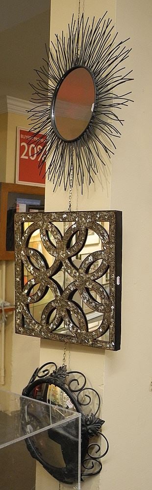 Three Decorative Mirrors, 12 1/2 - 18 1/2"w. (1 of 3)