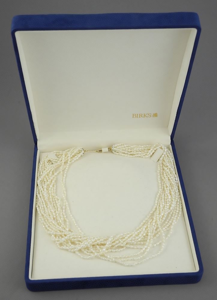 Birks Seed Pearl Multi-Strand Necklace.: Birks Seed Pearl Multi-Strand Necklace.
